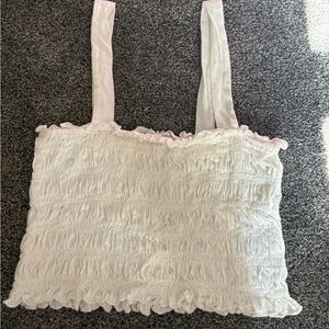 American Eagle Outfitters White Ruched Top